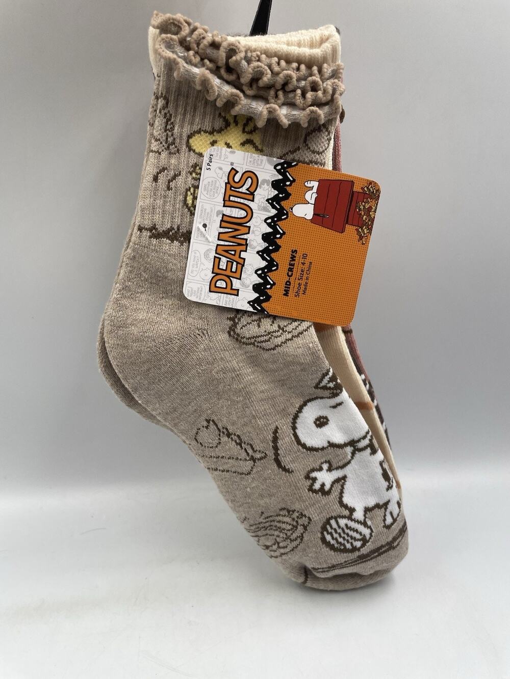 Peanuts 2026 Fall Mid-Crew Socks Womens 5 Pair Size 4-10 NEW With Tags